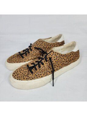 Madewell Sidewalk Spot Sneakers Women Size 6.5 Genuine Calf Hair Lace Up Brown